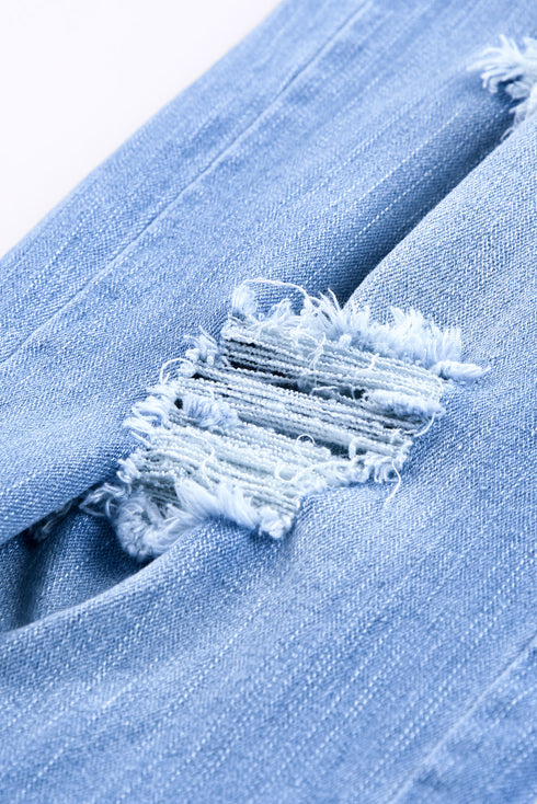 Pocketed Distressed Denim Jean